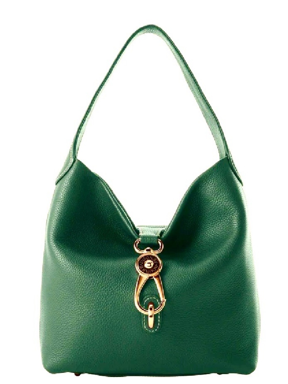 Dooney & Bourke Pebble Leather Logo Lock Sac Hobo Bag- Forest Green